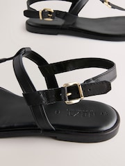 Black Leather Standard/Wide Fit Forever Comfort® Hardware Toe Thong Sandals - Image 7 of 7