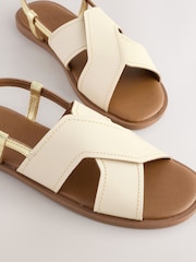 Cream Leather Standard/Wide Fit Forever Comfort® Stitched Slingback Sandals - Image 8 of 9