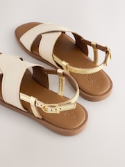 Cream Leather Standard/Wide Fit Forever Comfort® Stitched Slingback Sandals - Image 9 of 9