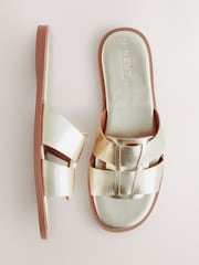 Gold Leather Standard/Wide Fit Forever Comfort® Slot Mule Sandals - Image 1 of 9