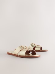 Gold Leather Standard/Wide Fit Forever Comfort® Slot Mule Sandals - Image 6 of 9
