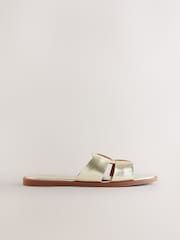 Gold Leather Standard/Wide Fit Forever Comfort® Slot Mule Sandals - Image 7 of 9