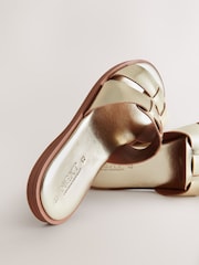Gold Leather Standard/Wide Fit Forever Comfort® Slot Mule Sandals - Image 8 of 9
