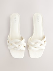 Neutral Cream Forever Comfort® Woven Strap Mules - Image 1 of 9
