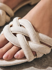 Neutral Cream Forever Comfort® Woven Strap Mules - Image 6 of 9