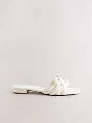 Neutral Cream Forever Comfort® Woven Strap Mules - Image 7 of 9