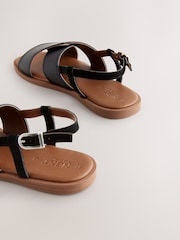 Black Leather Standard/Wide Fit Forever Comfort® Stitched Slingback Sandals - Image 9 of 9