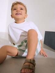 Vert sauge/Blanc Rayure - Short en lin Blend à enfiler (3 mois à 7 ans) - Image 2 de 8