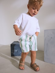Vert sauge/Blanc Rayure - Short en lin Blend à enfiler (3 mois à 7 ans) - Image 4 de 8