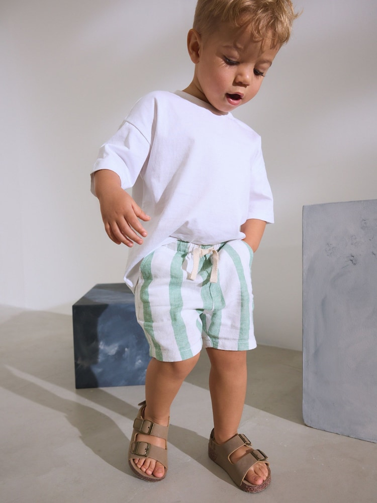 Vert sauge/Blanc Rayure - Short en lin Blend à enfiler (3 mois à 7 ans) - Image 4 of 8