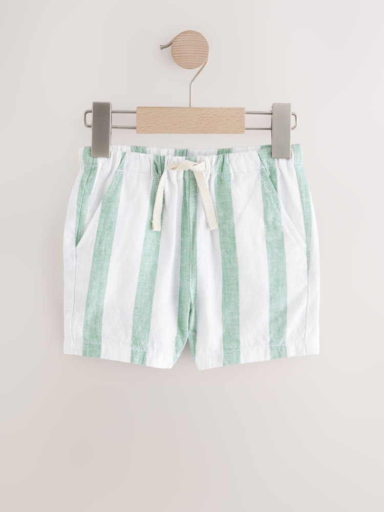 Vert sauge/Blanc Rayure - Short en lin Blend à enfiler (3 mois à 7 ans) - Image 5 of 8