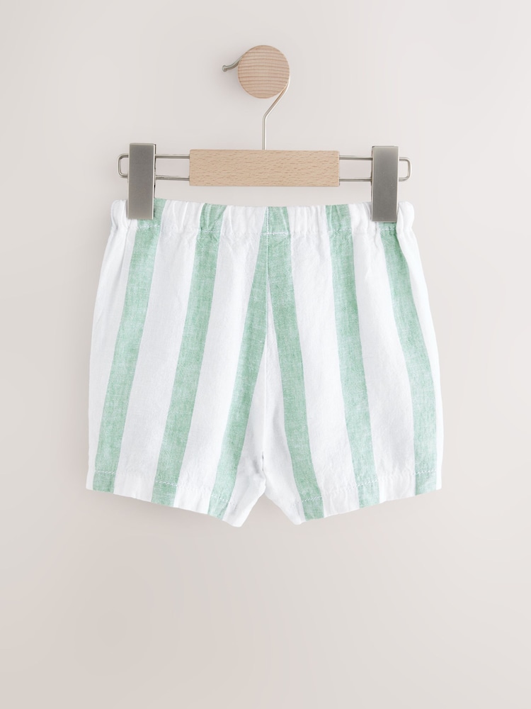 Vert sauge/Blanc Rayure - Short en lin Blend à enfiler (3 mois à 7 ans) - Image 6 of 8