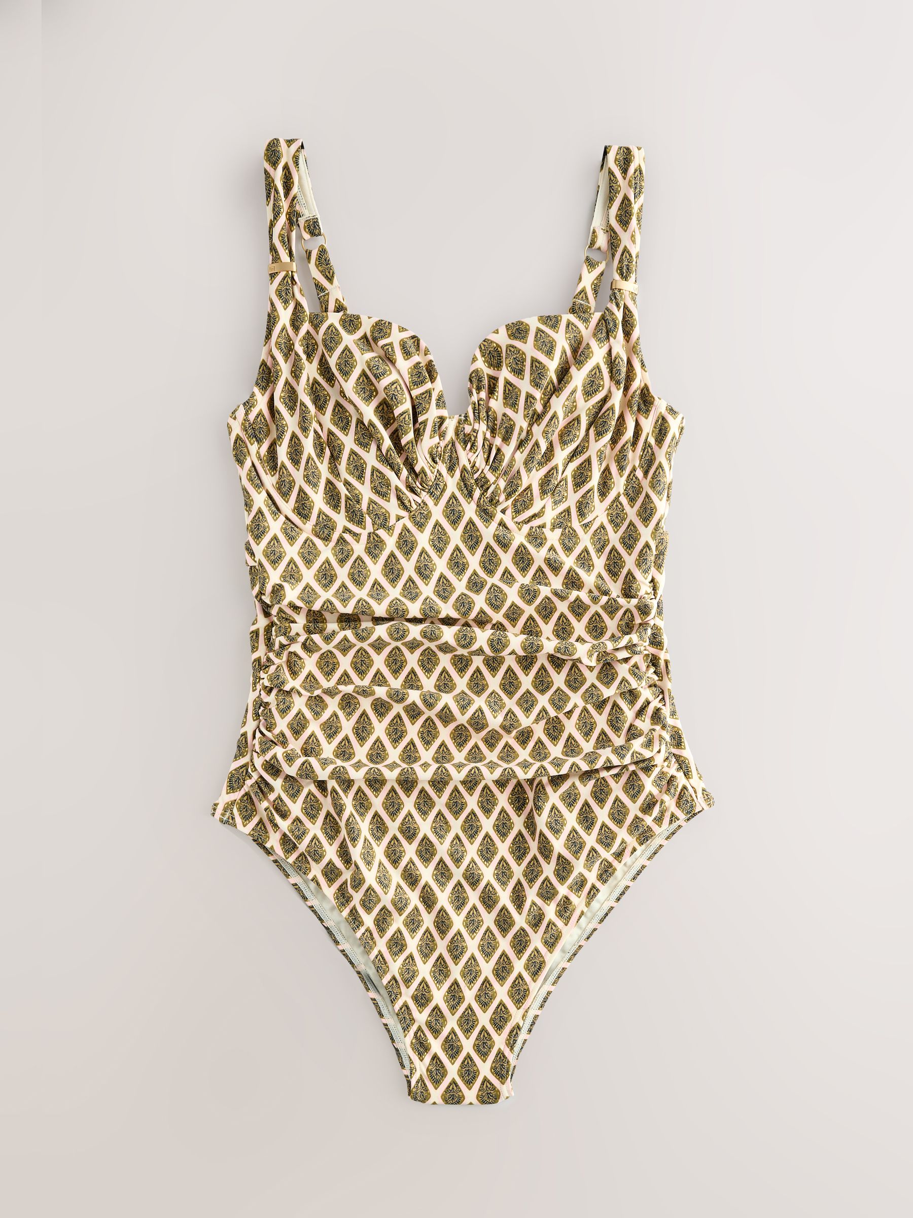 Buy Khaki Green/Cream Foil Woodblock F-K Underwired Tummy Control
