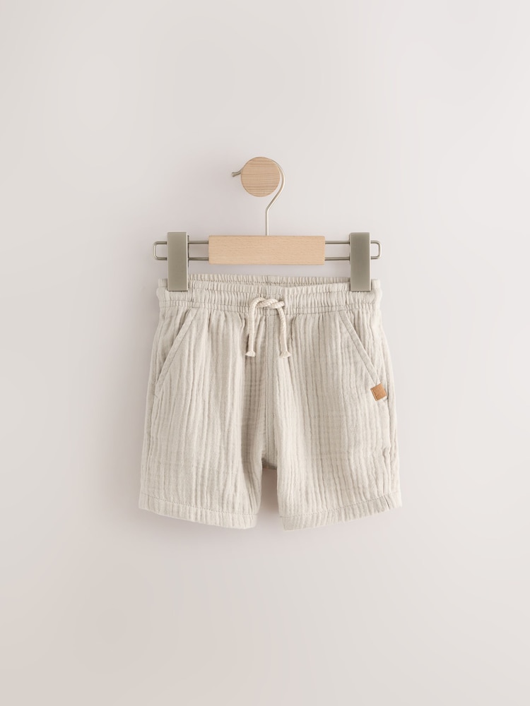 Blue/Neutral/Printed Soft Textured Shorts 3 Pack (3mths-7yrs) - Image 2 of 7