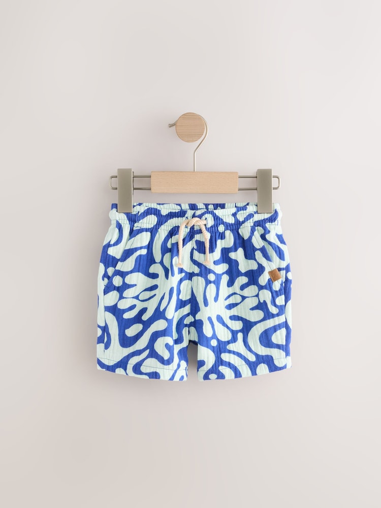Blauw/Naturel/Met print - Set van 3 zachte aanvoelende shorts (3mnd -7jr) - Image 4 of 7