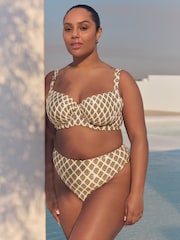 Khaki Green/Cream Foil Woodblock Ultimate Support F-K Underwired Bikini Top - Image 2 of 10