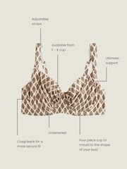 Khaki Green/Cream Foil Woodblock Ultimate Support F-K Underwired Bikini Top - Image 4 of 10