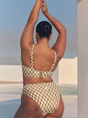 Khaki Green/Cream Foil Woodblock Ultimate Support F-K Underwired Bikini Top - Image 6 of 10