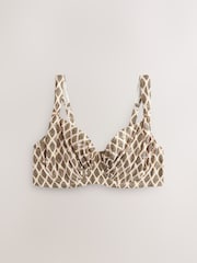Khaki Green/Cream Foil Woodblock Ultimate Support F-K Underwired Bikini Top - Image 8 of 10