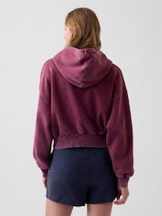 Gap Burgundy Vintage Soft Oversized Logo Zip-Up Hoodie - Image 2 of 4