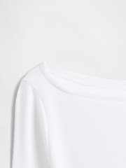 Gap White Modern Boatneck Long Sleeve T-Shirt - Image 4 of 4
