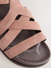 Blush Pink Suede Cross Strap Footbed Sandals - Image 11 of 11