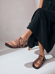 Blush Pink Suede Cross Strap Footbed Sandals - Image 5 of 11