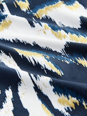 Teal Blue/Gold Foil Ikat Plunge Tummy Control Tankini Top - Image 7 of 9