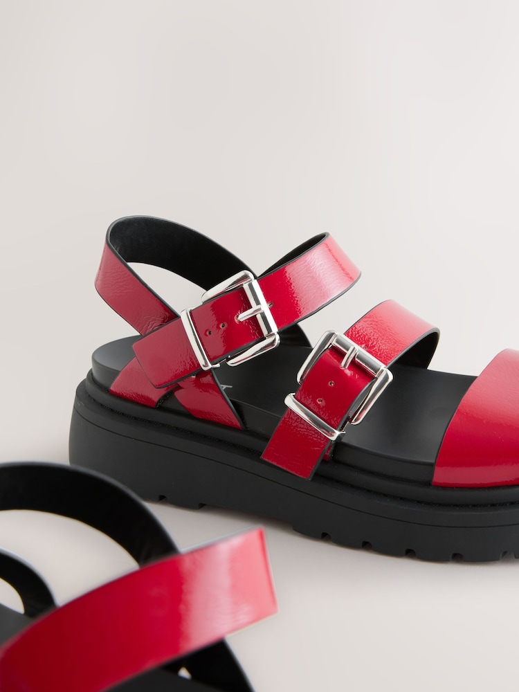 نموذج أحمر - Chunky Buckled Sandals - صورة 8 من 8