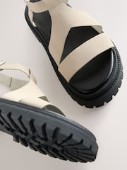 Bone Cream Leather Forever Comfort® Chunky Cross Strap Sandals - Image 7 of 8