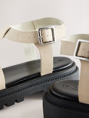 Bone Cream Leather Forever Comfort® Chunky Cross Strap Sandals - Image 8 of 8