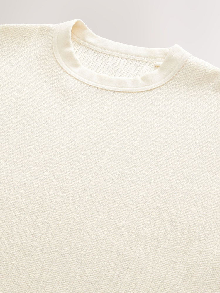 Ecru Textured Waffle T-Shirt - Image 7 of 8