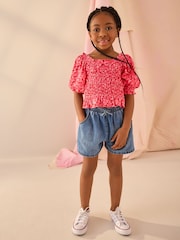 Pink Ditsy Shirred Blouse (3-16yrs) - Image 2 of 8