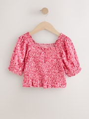 Pink Ditsy Shirred Blouse (3-16yrs) - Image 8 of 8