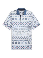 Puma White Mens Print Golf Polo Shirt - Image 1 of 2