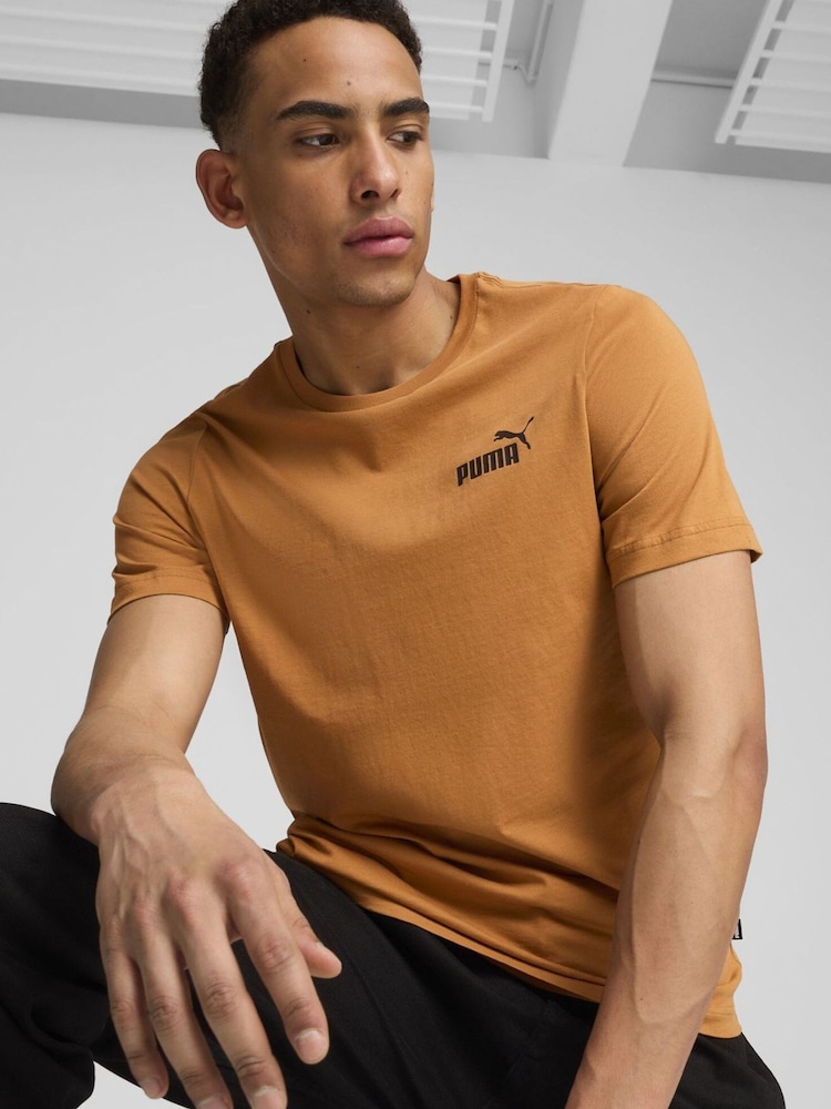 Puma Brown Mens Essentials Small Logo 100% Cotton T-Shirt - Image 1 of 5