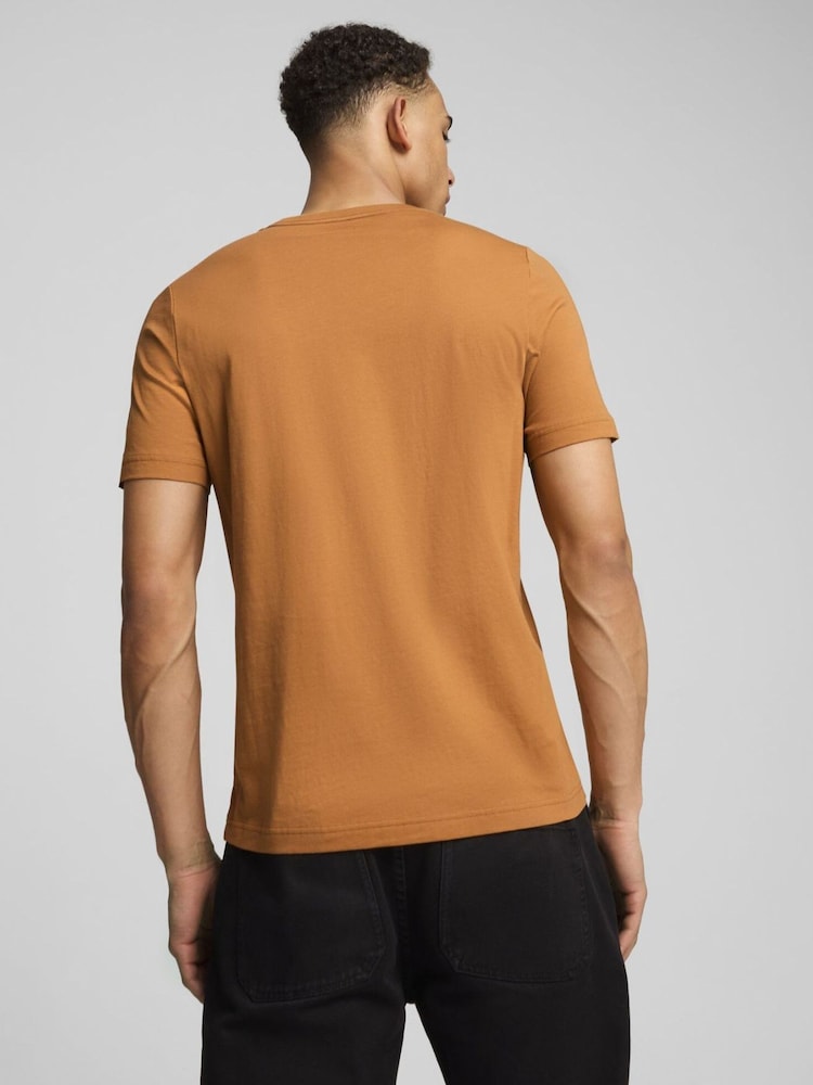 Puma Brown Mens Essentials Small Logo 100% Cotton T-Shirt - Image 2 of 5
