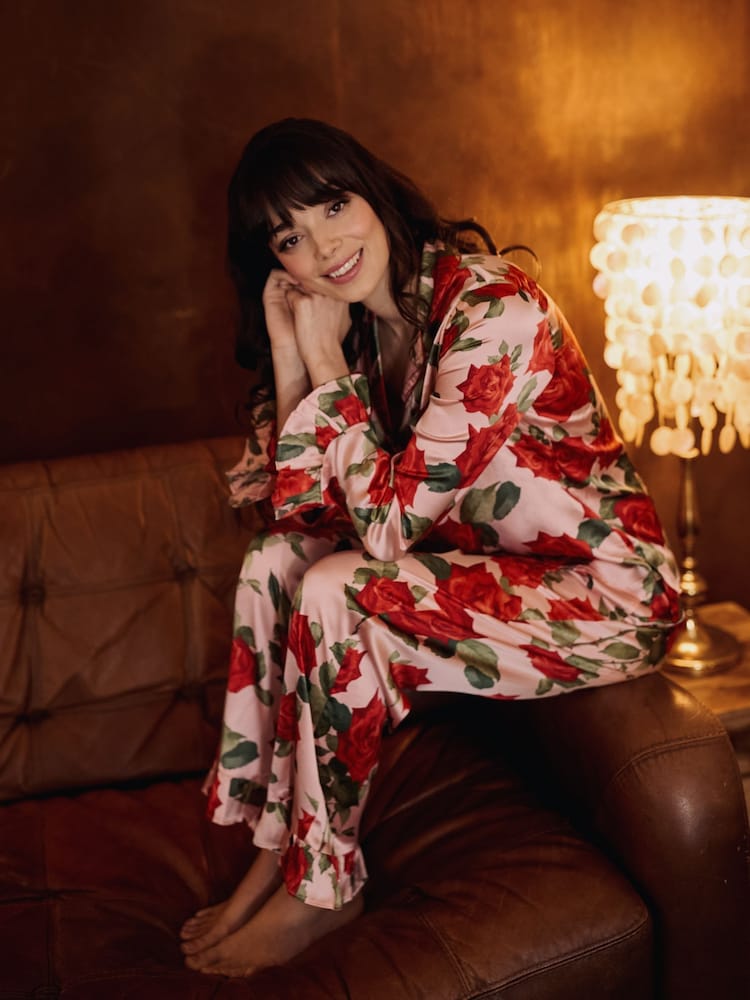 Their Nibs Pink Rose Satin Frill Long Pyjama Set - Image 2 of 7