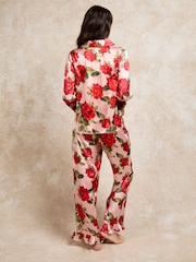 Their Nibs Pink Rose Satin Frill Long Pyjama Set - Image 3 of 7