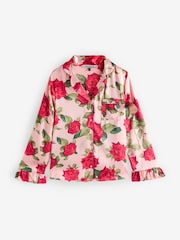 Their Nibs Pink Rose Satin Frill Long Pyjama Set - Image 6 of 7