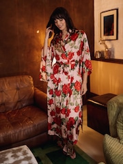 Their Nibs Pink Rose Flared Sleeve Satin Robe - Image 1 of 5