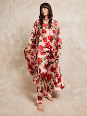 Their Nibs Pink Rose Flared Sleeve Satin Robe - Image 2 of 5