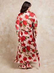 Their Nibs Pink Rose Flared Sleeve Satin Robe - Image 3 of 5