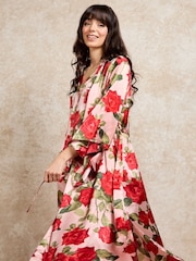 Their Nibs Pink Rose Flared Sleeve Satin Robe - Image 4 of 5