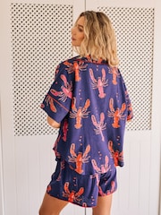 Their Nibs Navy Lobster Love Oversized Short Pyjama Set - Image 2 of 6