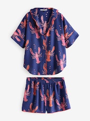 Their Nibs Navy Lobster Love Oversized Short Pyjama Set - Image 4 of 6