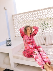 Their Nibs Pink Magic Traditional Satin Long Pyjama Set - Image 2 of 7