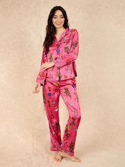 Their Nibs Pink Magic Traditional Satin Long Pyjama Set - Image 3 of 7