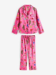 Their Nibs Pink Magic Traditional Satin Long Pyjama Set - Image 5 of 7