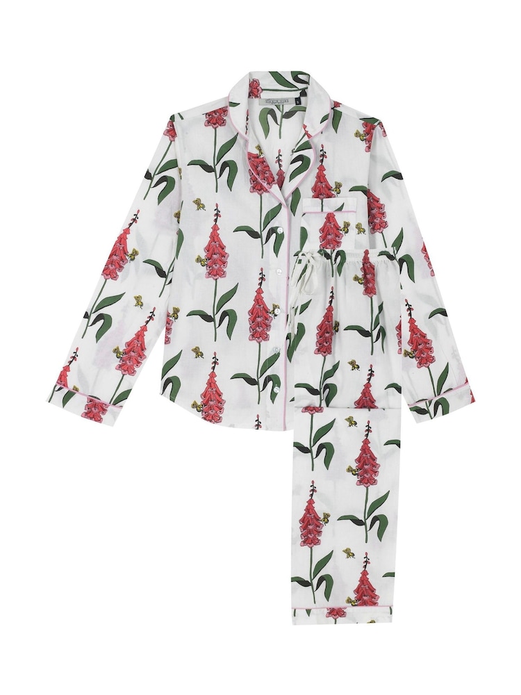 Their Nibs White Foxglove Traditional Cotton Long Pyjama Set - Image 3 of 3